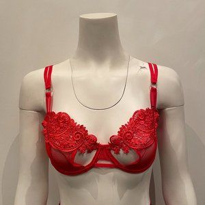 BNWT Bluebella Julienne Lace Bra Red 32DD